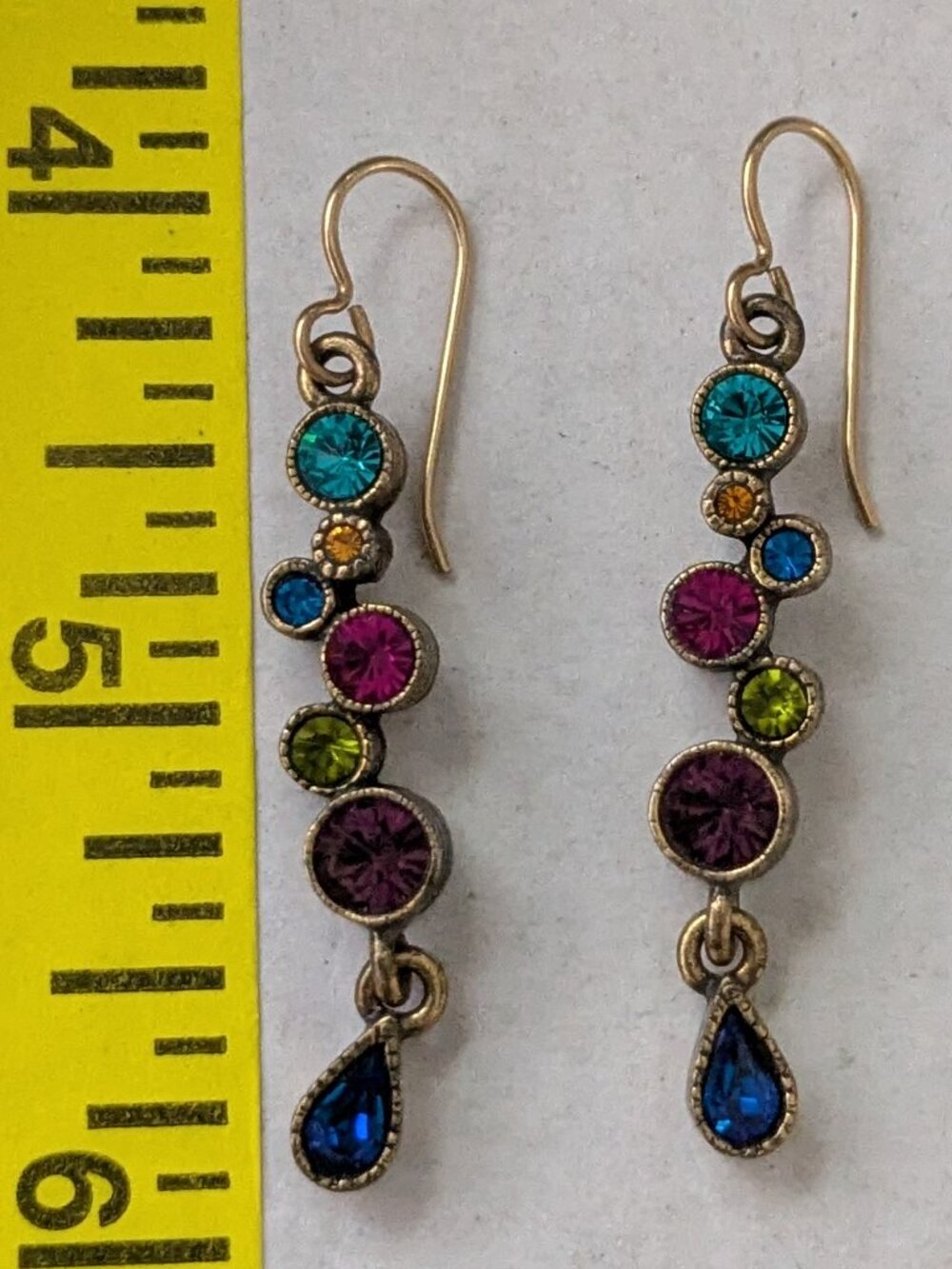 Vintage PATRICIA LOCKE Multicolor Crystal Cascading Dangle Drop Earrings